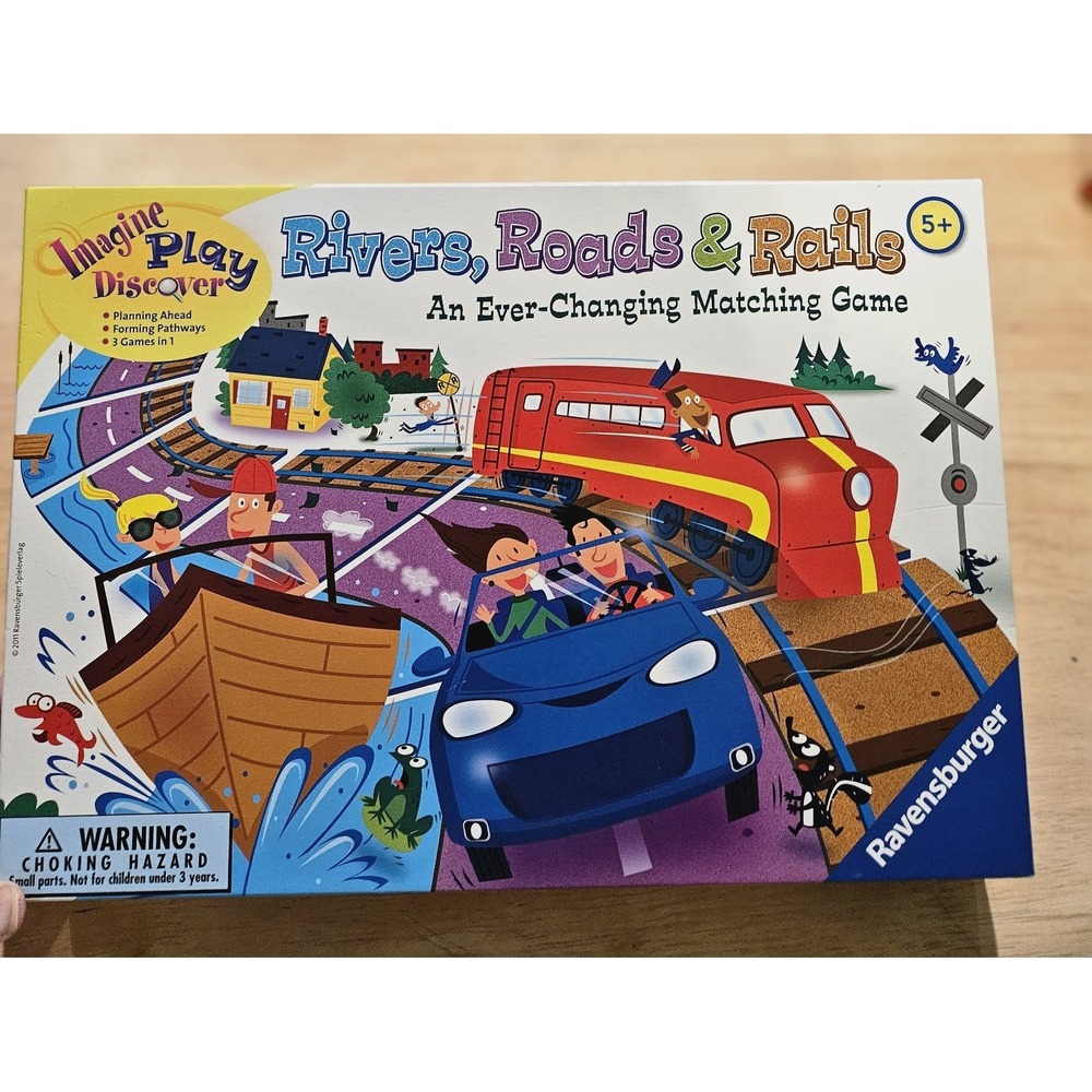 Ravensburger‎ Rivers Roads & Rails Complete Family Matching Board Game Ages 5+